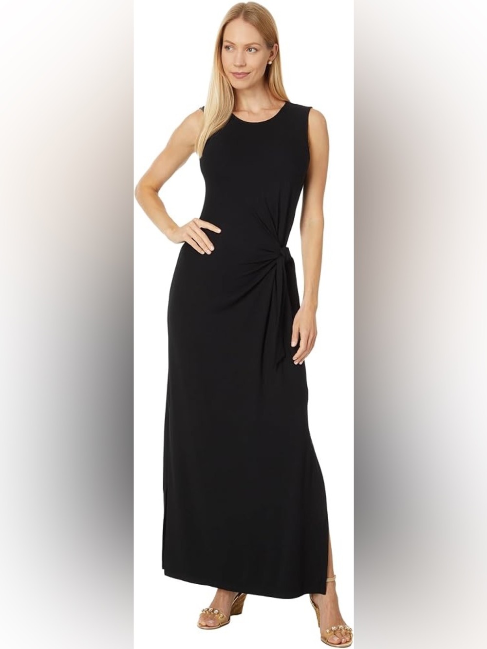 Lilly Pulitzer Bryson Black Sleeveless Knot-Waist Maxi Dress